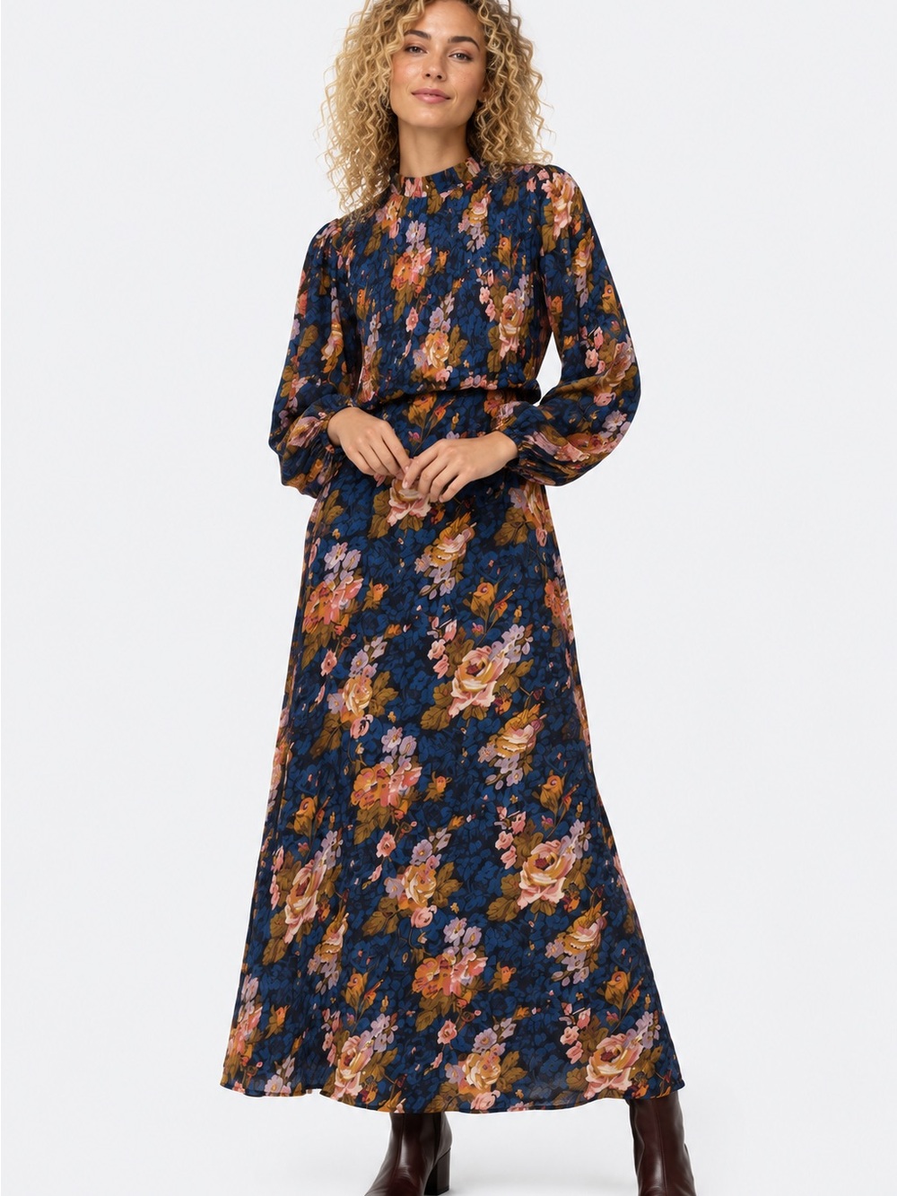 Sea New York Navy Floral High Neck Maxi Dress size 6